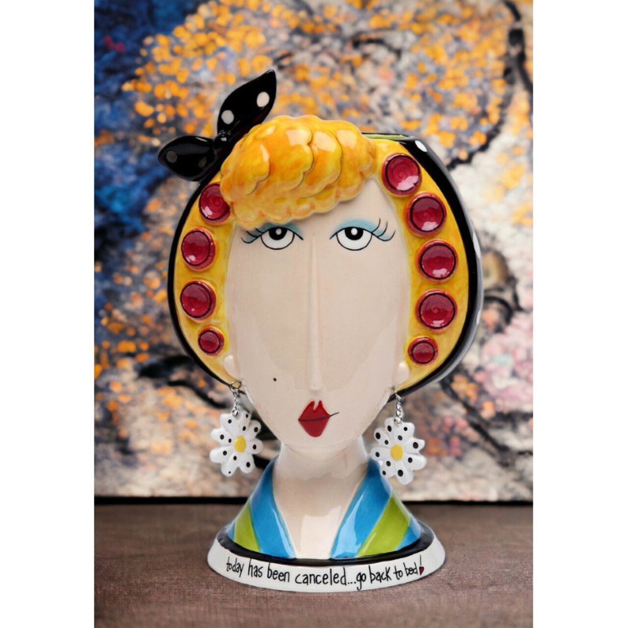 Ceramic Lady Makeup Brush Holder, Indoor Home Decor Gift Idea Interior Decor